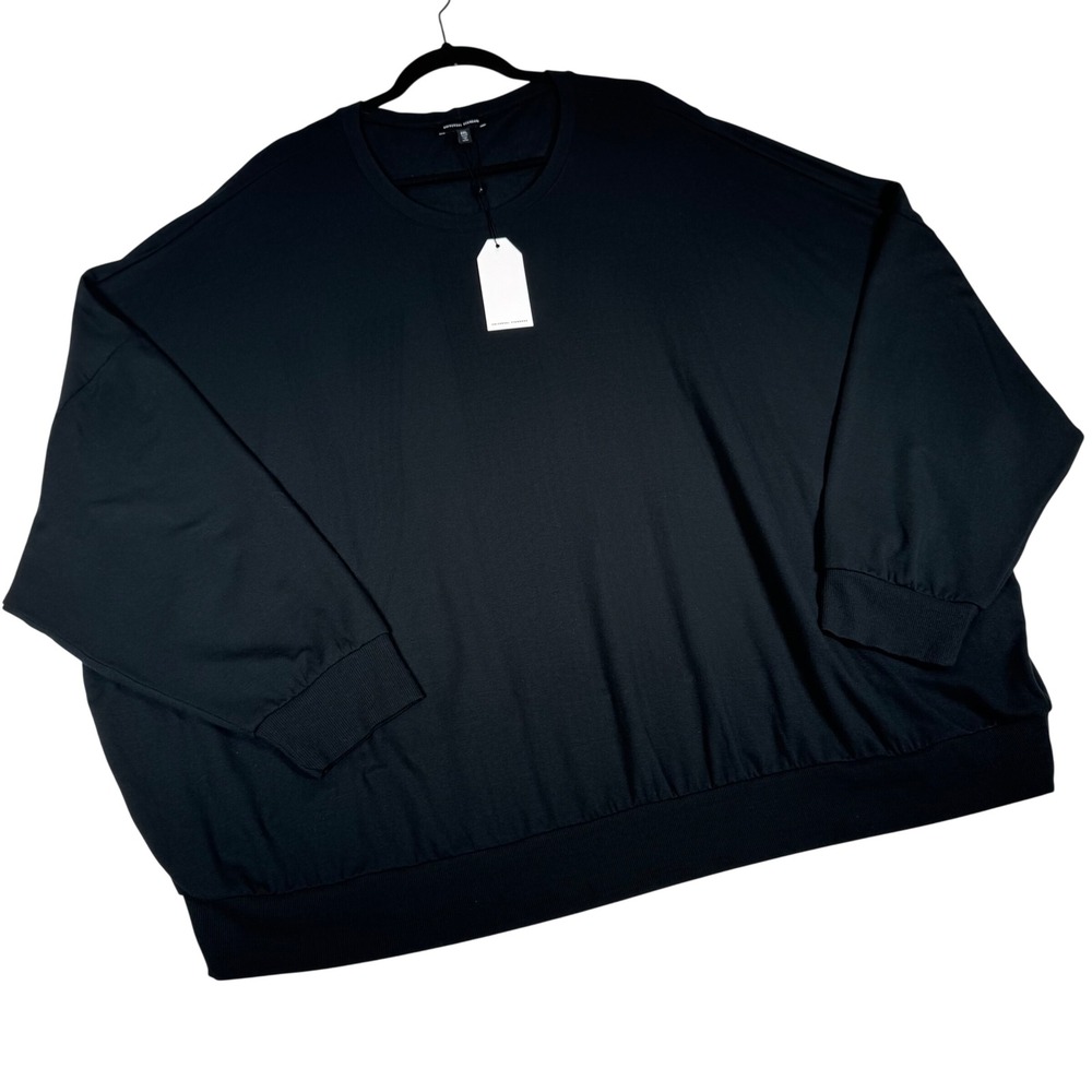 Universal‎ Standard Aura Sweatshirt Black Oversized Rayon Fleece US 30-32